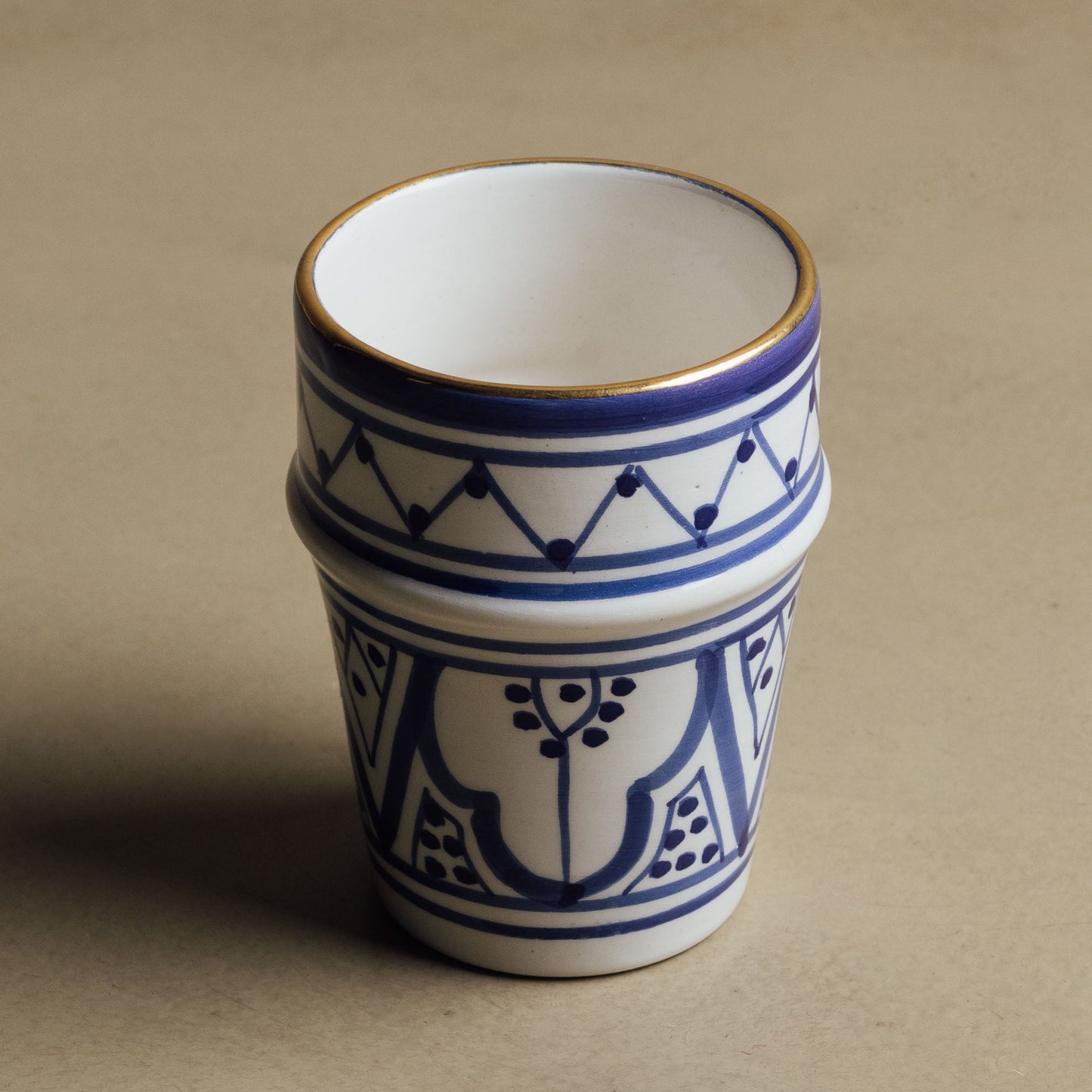 Fez Blue Small Cup - Moroccan Dinnerware Adorned with 12 Carat Gold Accents - Street-Wave