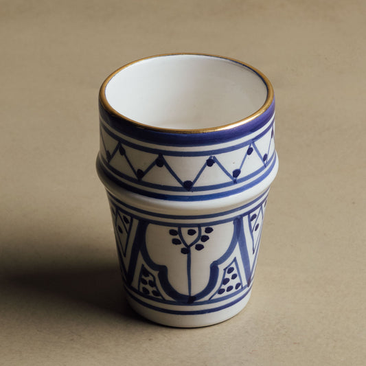 Fez Blue Small Cup - Moroccan Dinnerware Adorned with 12 Carat Gold Accents - Street-Wave