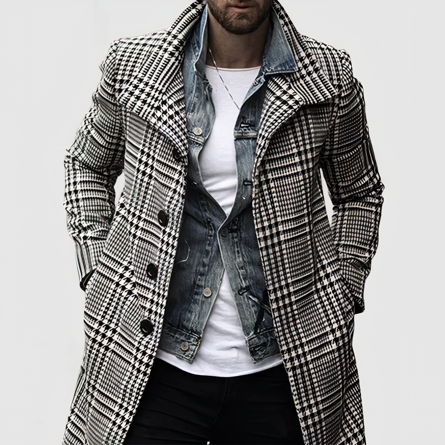 Street Wave Cashmere Plaid Hooded Jacket For Men With Superior Comfort And Style