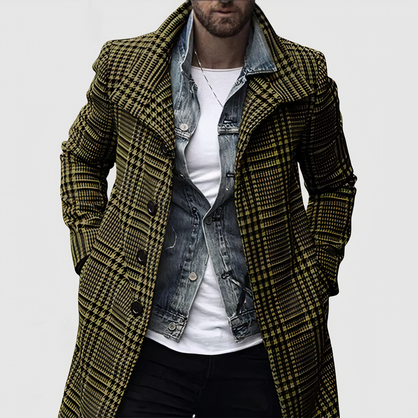 Street Wave Cashmere Plaid Hooded Jacket For Men With Superior Comfort And Style