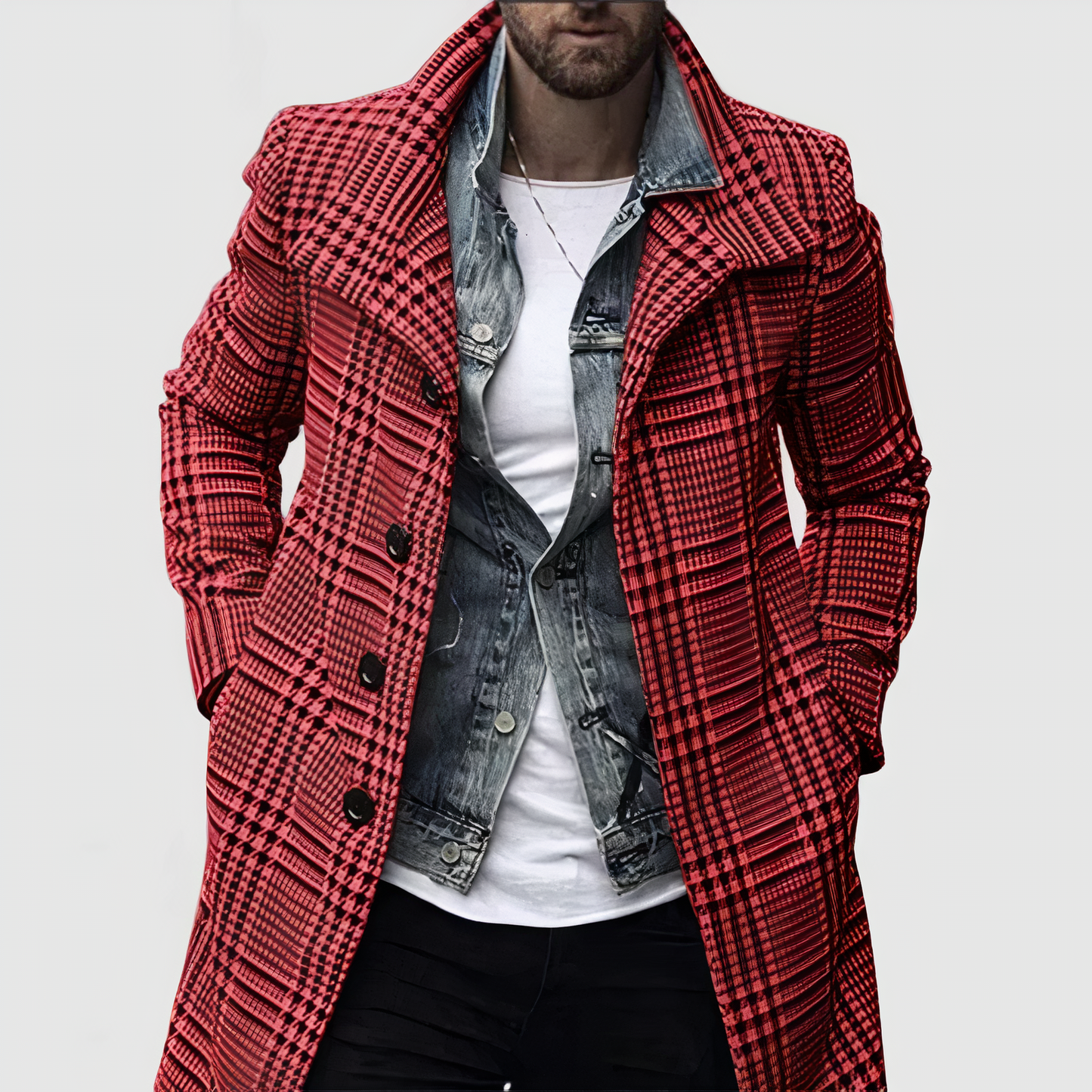 Street Wave Cashmere Plaid Hooded Jacket For Men With Superior Comfort And Style