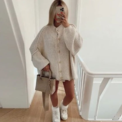 Street Wave Oversize Knit Pullover Cozy Warm Winter Sweater For Women With Soft Texture