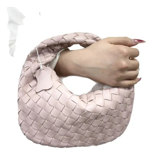 Street-wave Metallic Woven Handbag Luxurious Braided Leather Bag For Fashionable Women