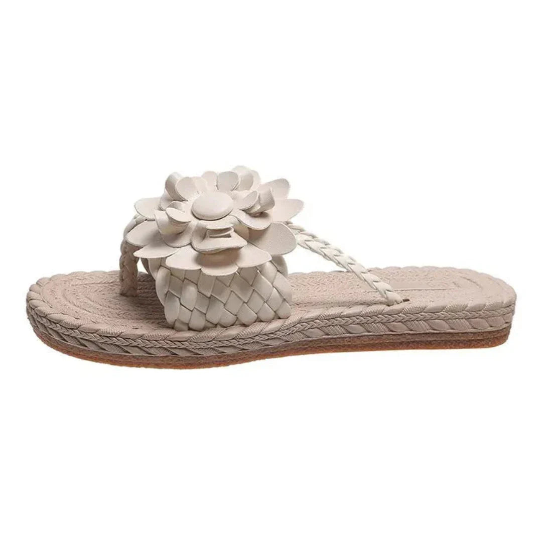 Waylynn Daisy Bloom Woven Slip On Sandals For Women 3D Floral All Day Comfort