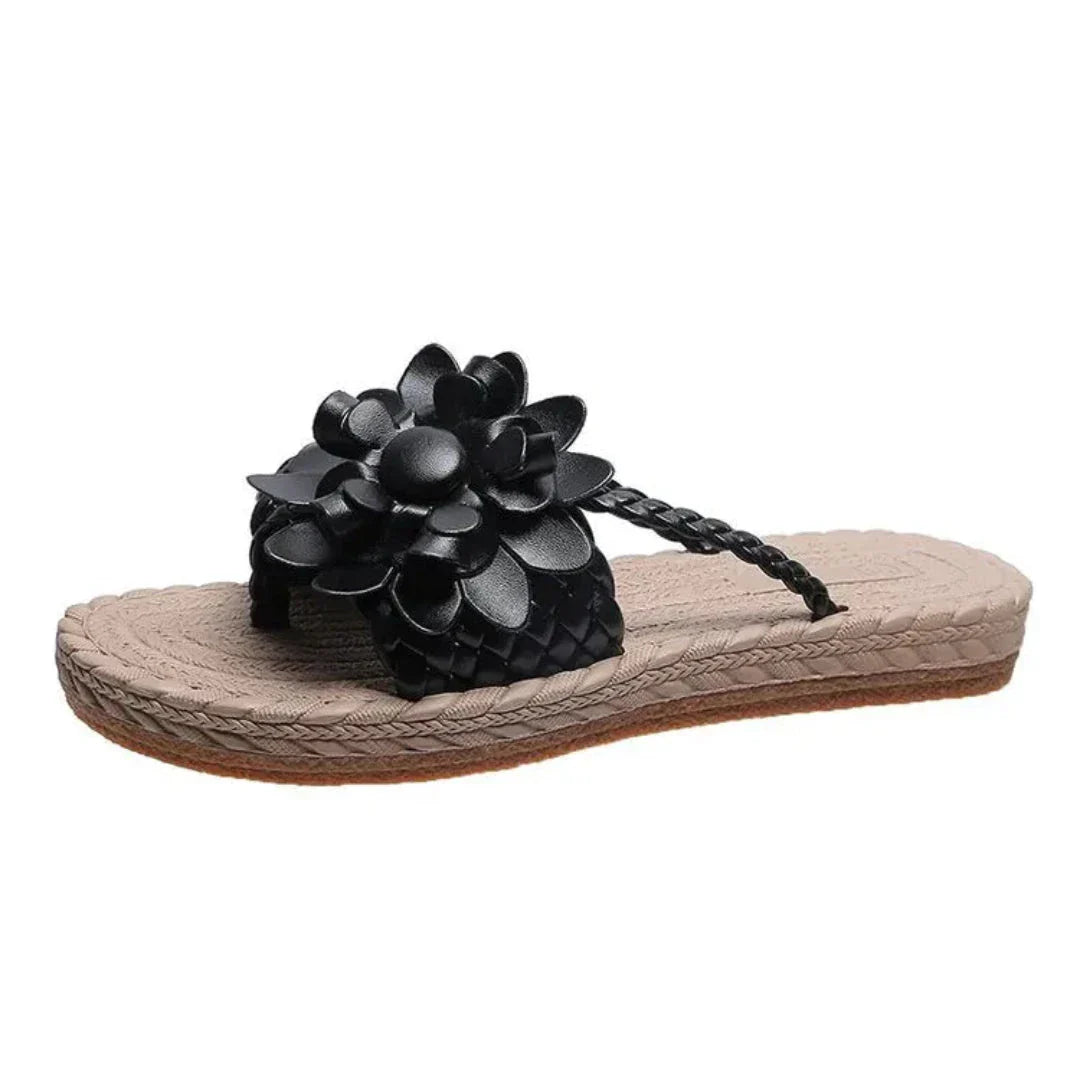 Waylynn Daisy Bloom Woven Slip On Sandals For Women 3D Floral All Day Comfort