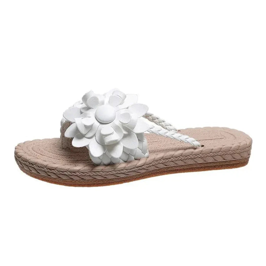 Waylynn Daisy Bloom Woven Slip On Sandals For Women 3D Floral All Day Comfort