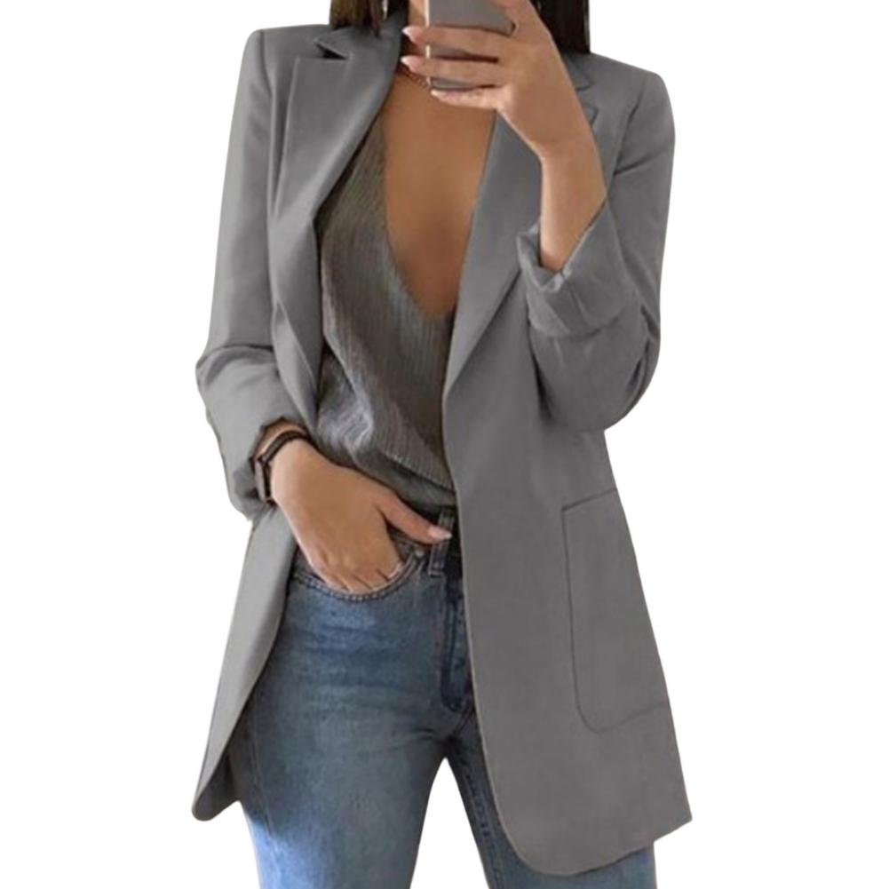 Streetwave Blazer With Lapels Longline Fit For Women Versatile Workwear Chic Effortless Everyday Style