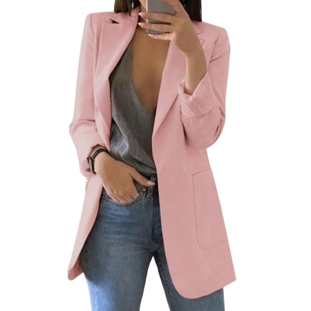 Streetwave Blazer With Lapels Longline Fit For Women Versatile Workwear Chic Effortless Everyday Style
