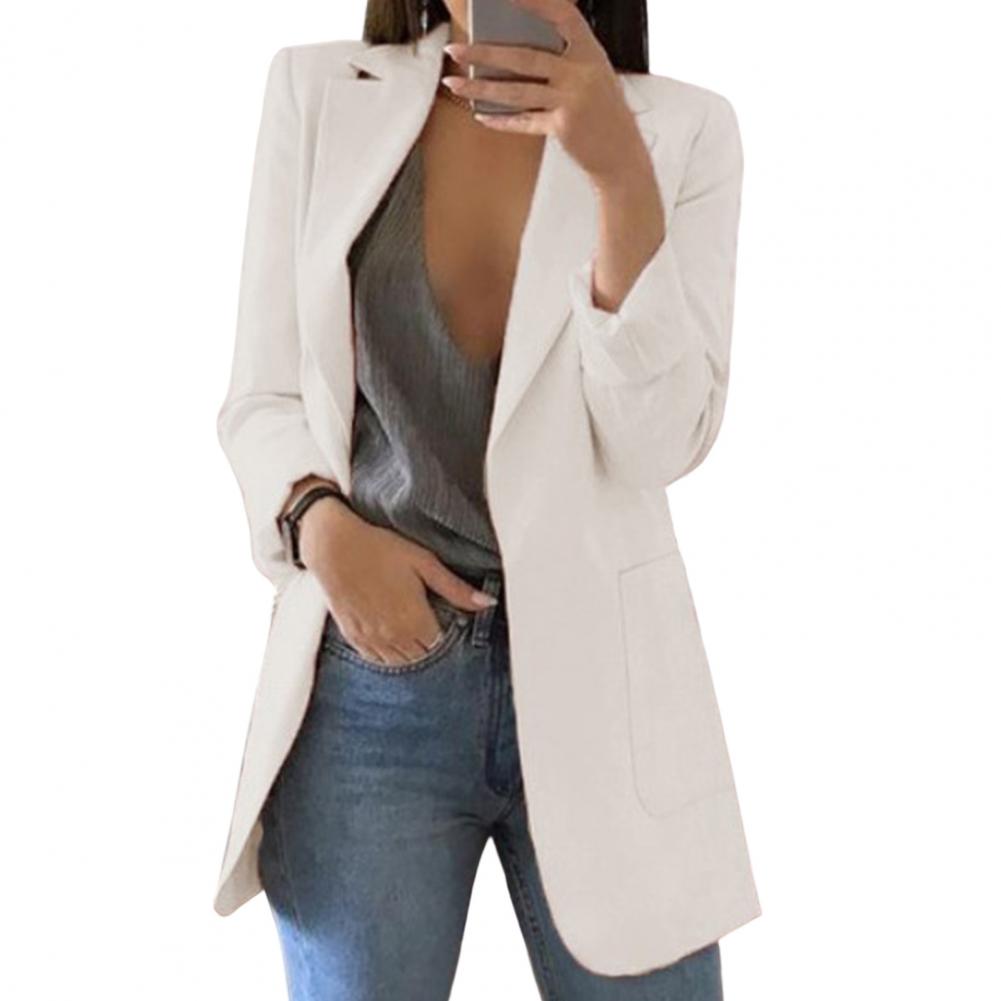 Streetwave Blazer With Lapels Longline Fit For Women Versatile Workwear Chic Effortless Everyday Style