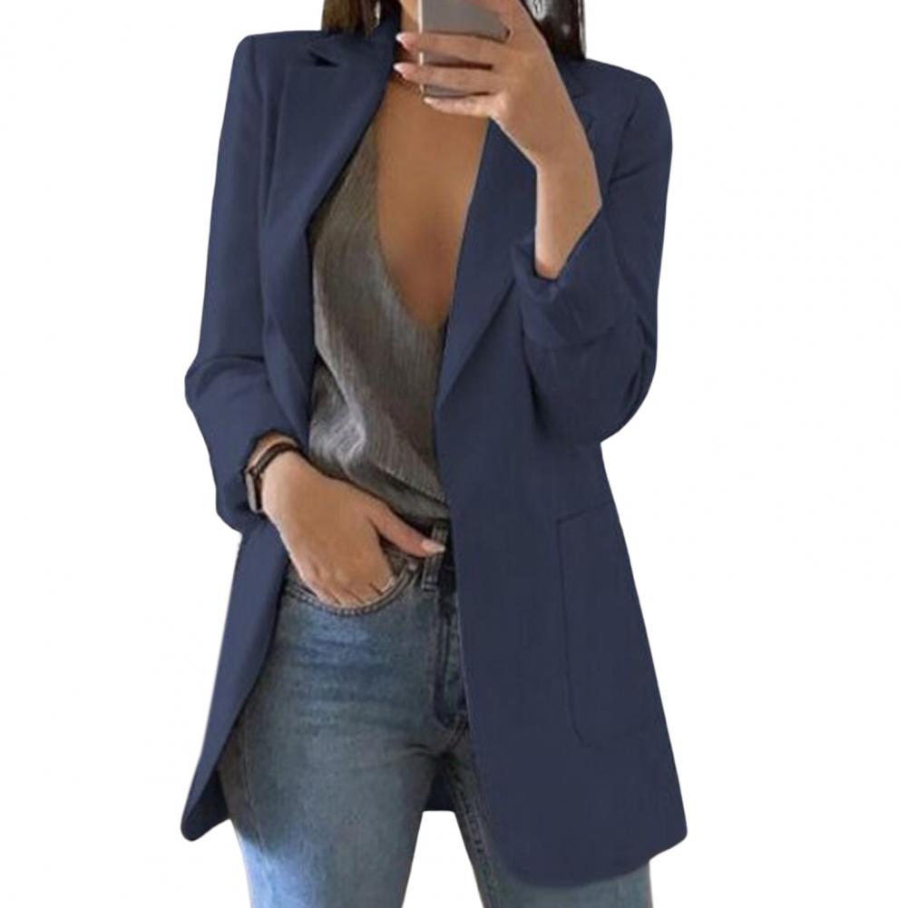Streetwave Blazer With Lapels Longline Fit For Women Versatile Workwear Chic Effortless Everyday Style