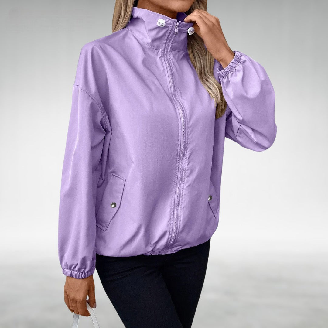 Street Wave Lightweight Zip Up Jacket With High Collar For Women Versatile Fall Wardrobe Essential