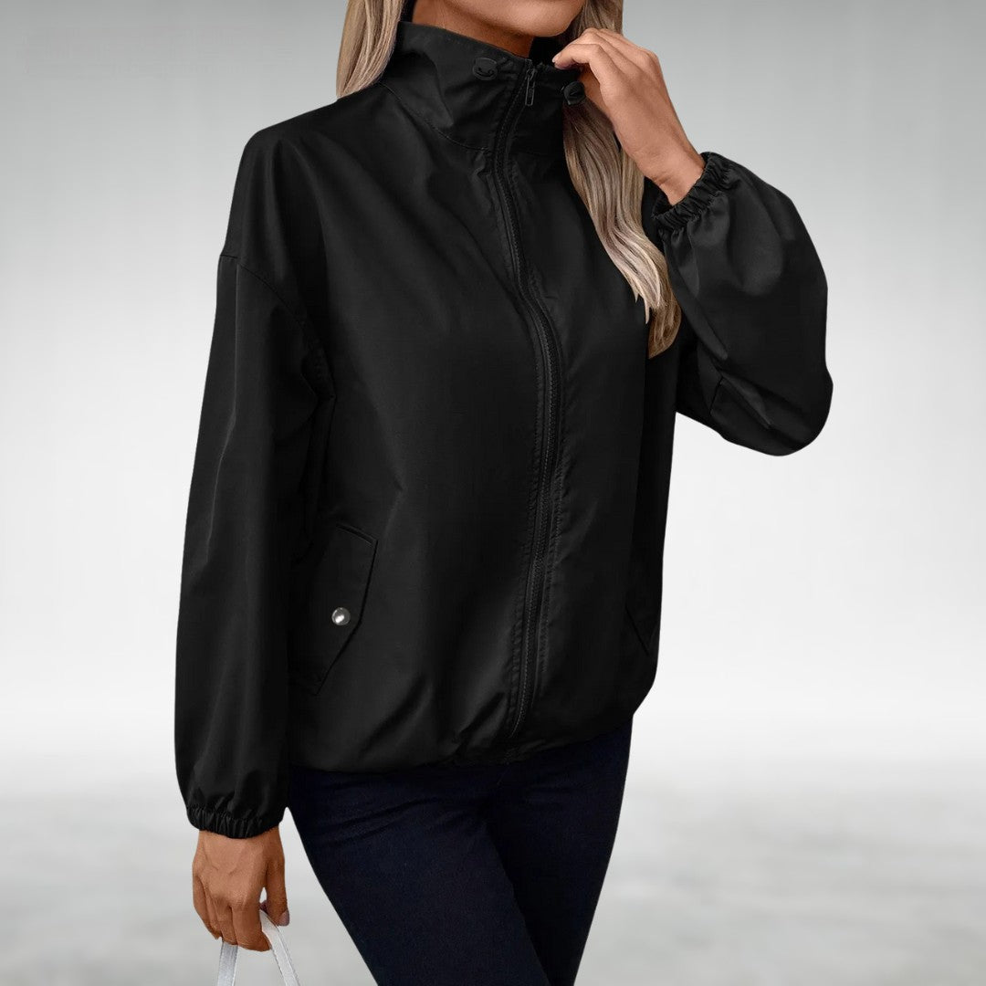 Street Wave Lightweight Zip Up Jacket With High Collar For Women Versatile Fall Wardrobe Essential
