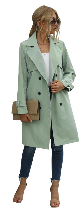 Street-Wave Long Trench Coat With Waist Belt And Button Fastenings For Women Elegant Outerwear