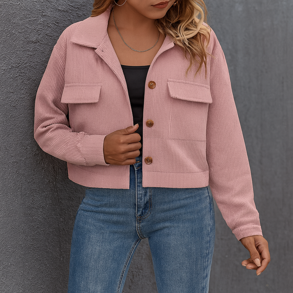 Streetwave Velvet Look Transitional Jacket For Women With Elegant Warmth And Pockets