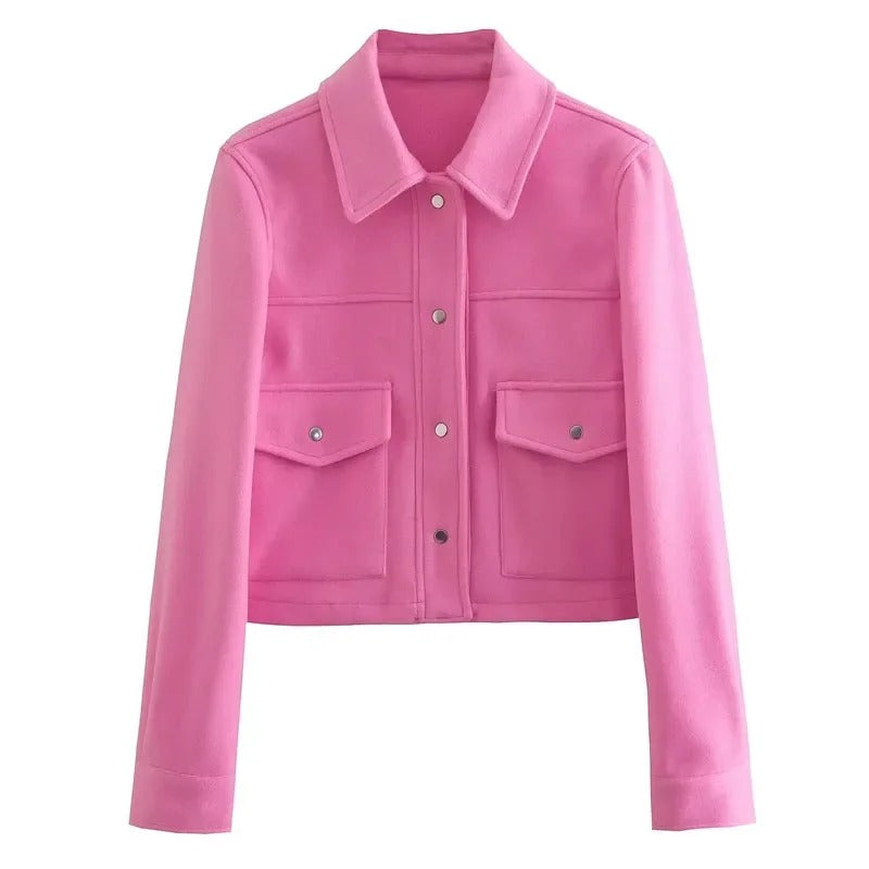 Street-Wave Short Transitional Jacket With Buttons And Pockets For Unisex Versatile Everyday Wear