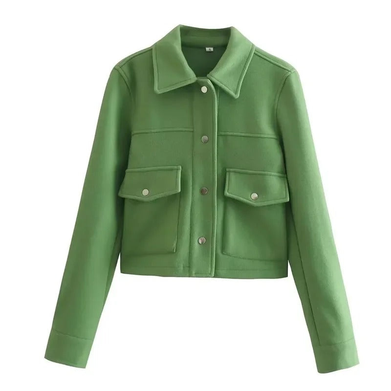 Street-Wave Short Transitional Jacket With Buttons And Pockets For Unisex Versatile Everyday Wear