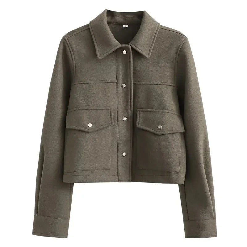 Street-Wave Short Transitional Jacket With Buttons And Pockets For Unisex Versatile Everyday Wear
