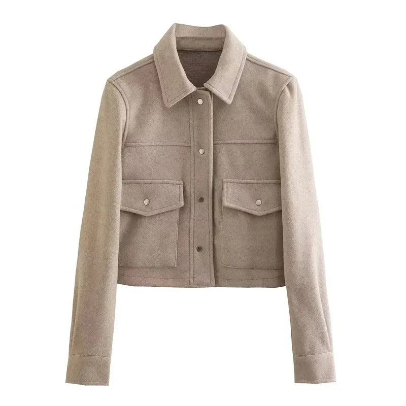 Street-Wave Short Transitional Jacket With Buttons And Pockets For Unisex Versatile Everyday Wear