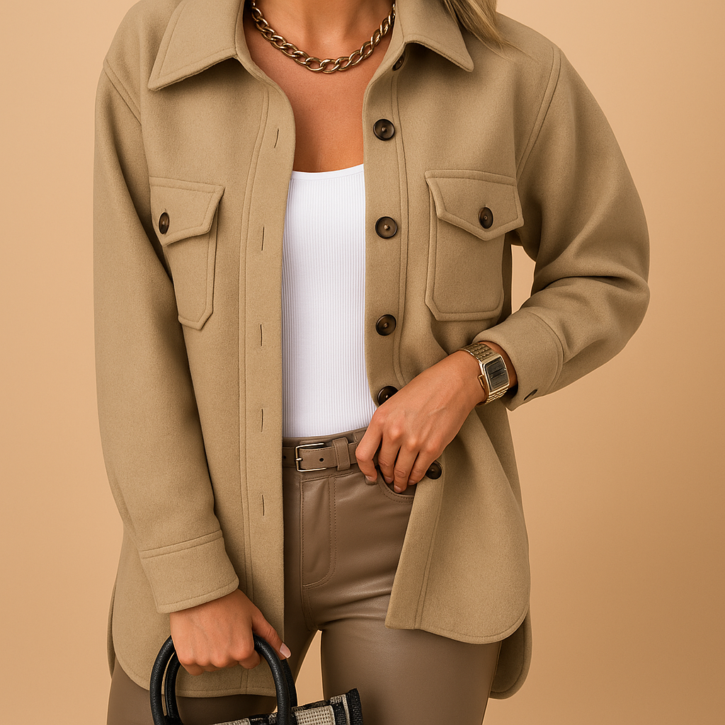 Street-Wave Womens Lightweight Transitional Jacket With Front Pockets And Button Closure