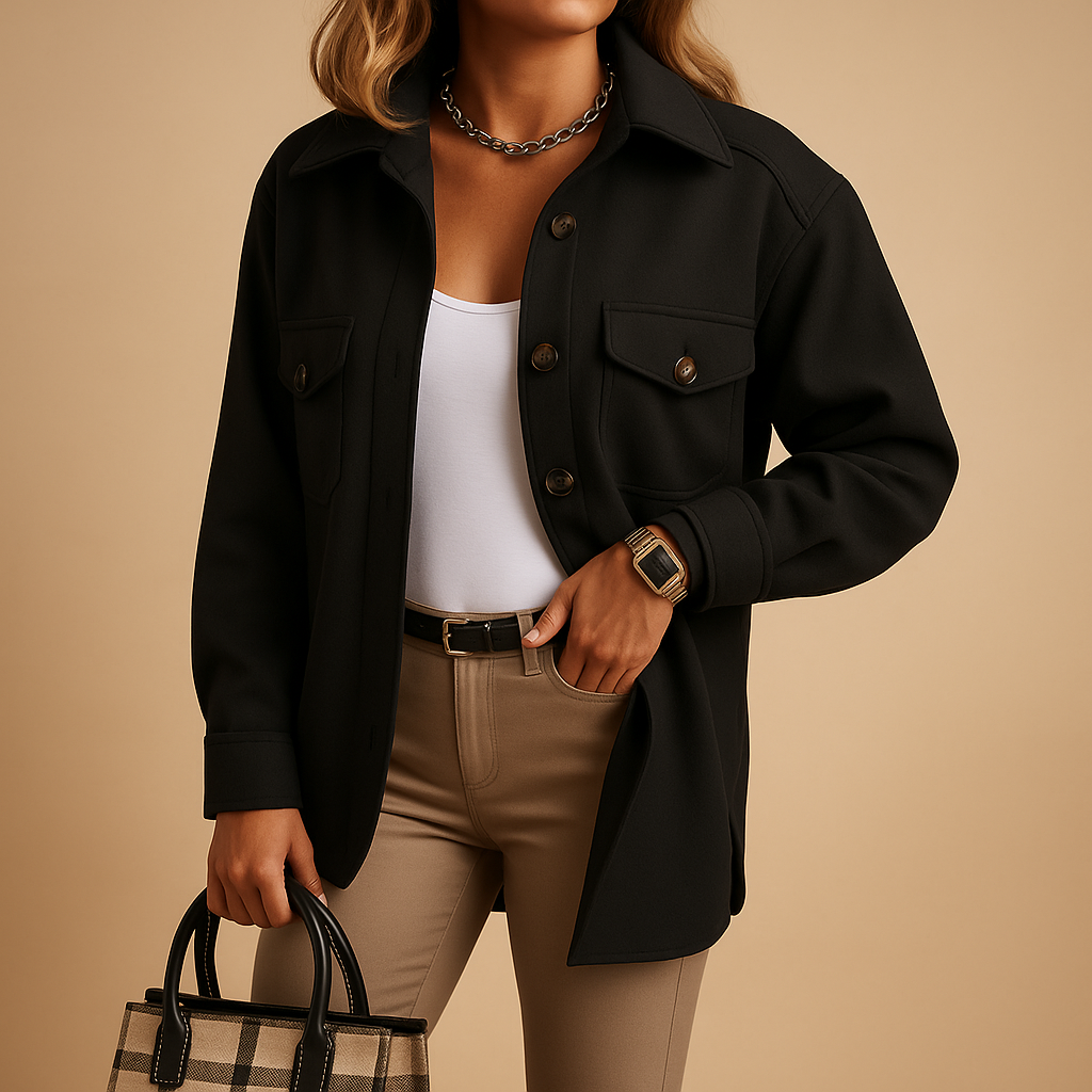 Street-Wave Womens Lightweight Transitional Jacket With Front Pockets And Button Closure
