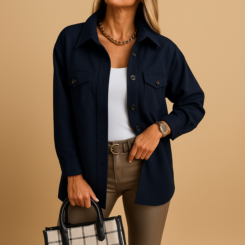 Street-Wave Womens Lightweight Transitional Jacket With Front Pockets And Button Closure