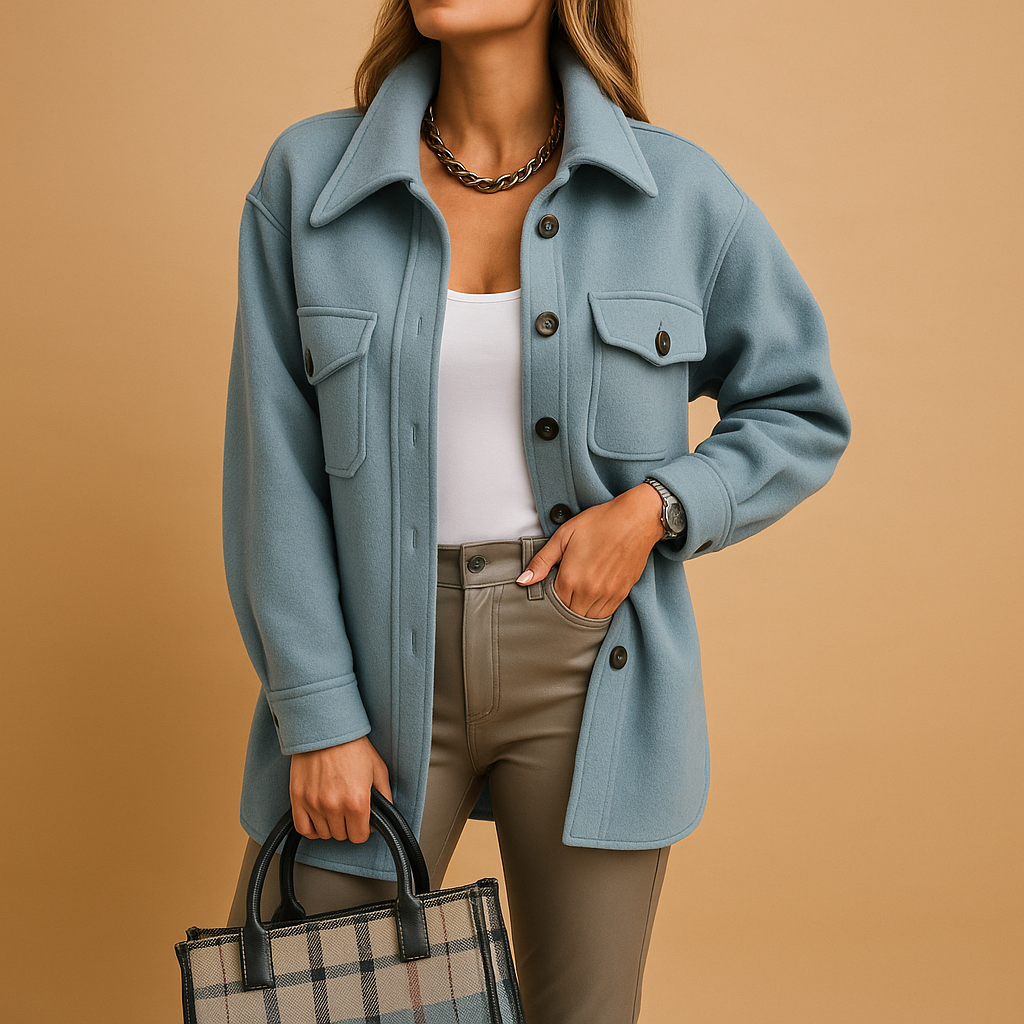 Street-Wave Womens Lightweight Transitional Jacket With Front Pockets And Button Closure