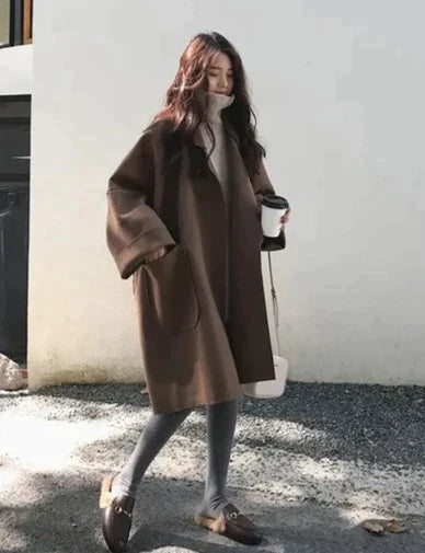 Street Wave Oversized Long Trench Coat For Plus Size Women Chic Versatile Outerwear