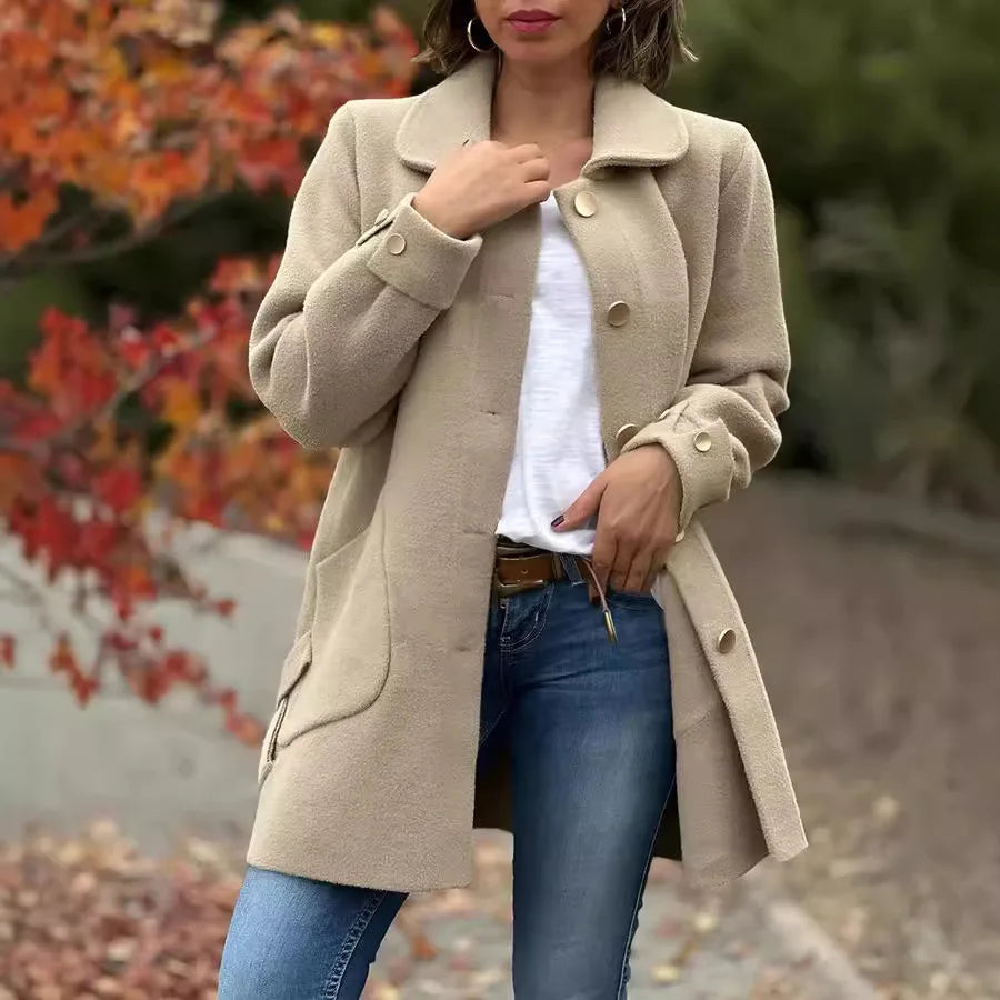 Street-Wave Elara Buttoned Elegant Coat For Women Timeless Comfort And Style For Everyday Wear