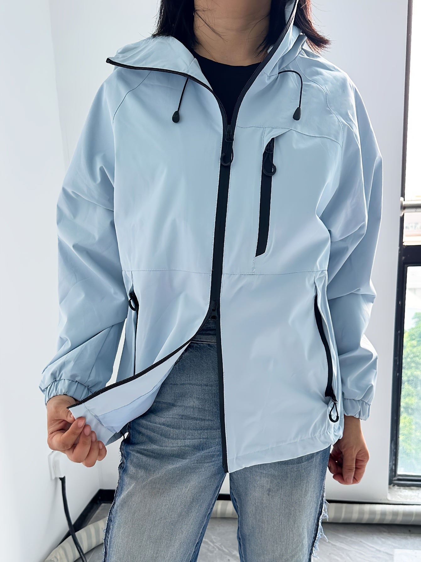 Waterproof Hooded Jacket For Women Street-wave Lightweight Windproof Rain Protection For Everyday Outdoors