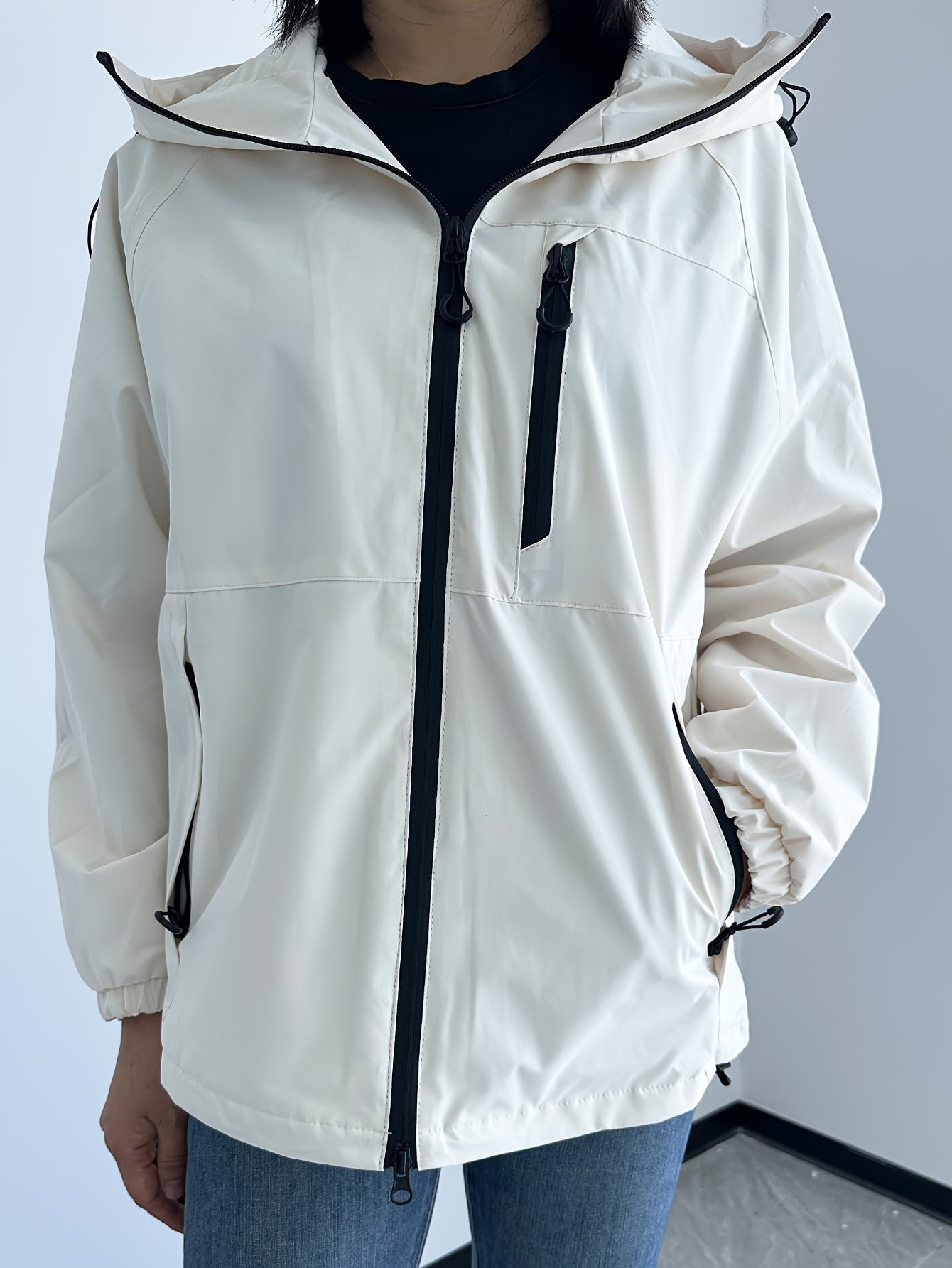Waterproof Hooded Jacket For Women Street-wave Lightweight Windproof Rain Protection For Everyday Outdoors