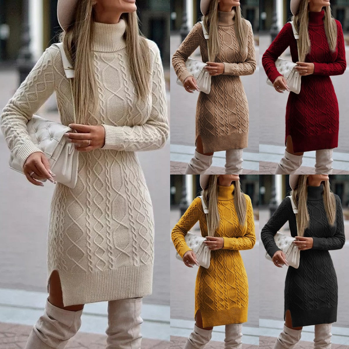 Streetwave Women Winter Cable Knit Dress Luxurious Cozy Comfort For Effortless Chic Style