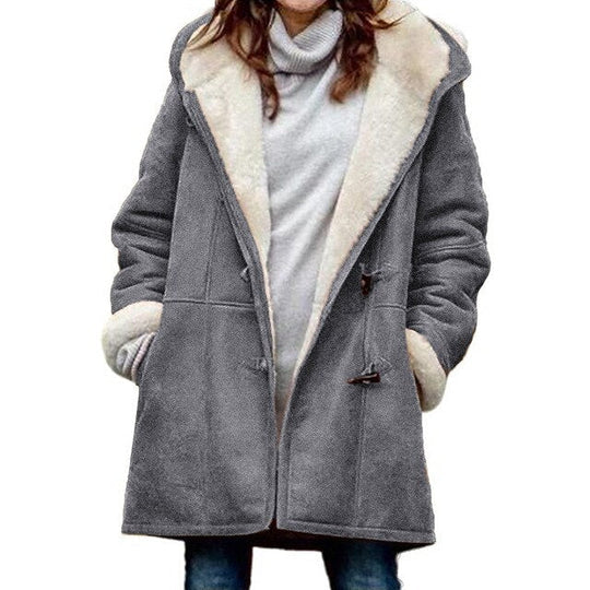 Street-wave Hooded Fleece Jacket for Women Warm Comfort With Plush Lining And Wind Protection