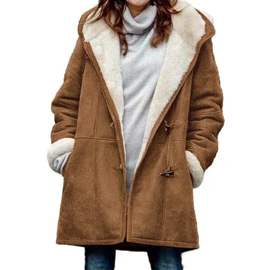 Street-wave Hooded Fleece Jacket for Women Warm Comfort With Plush Lining And Wind Protection