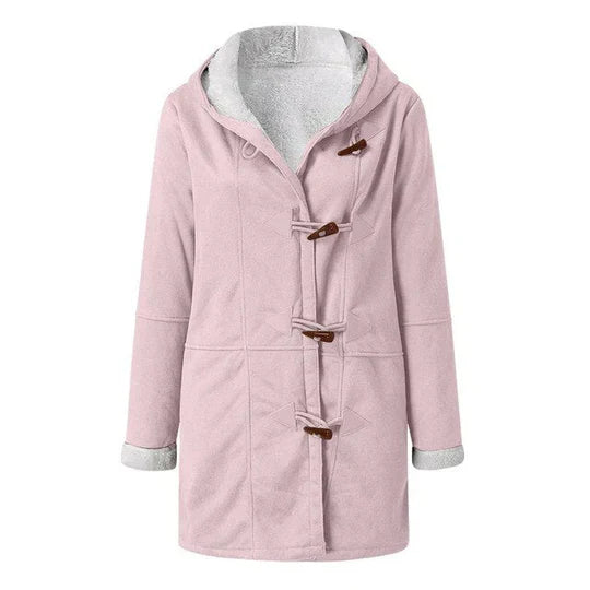Street-wave Fleece-Lined Hooded Jacket For Women Warm Casual Outerwear With Cozy Shearling Lining