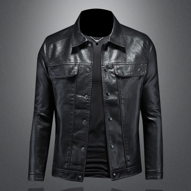 Streetwave Leather Jacket For Modern Urban Men Classic Biker Style With Practical Chest Pockets