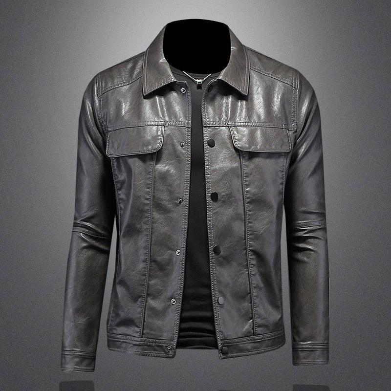 Streetwave Leather Jacket For Modern Urban Men Classic Biker Style With Practical Chest Pockets