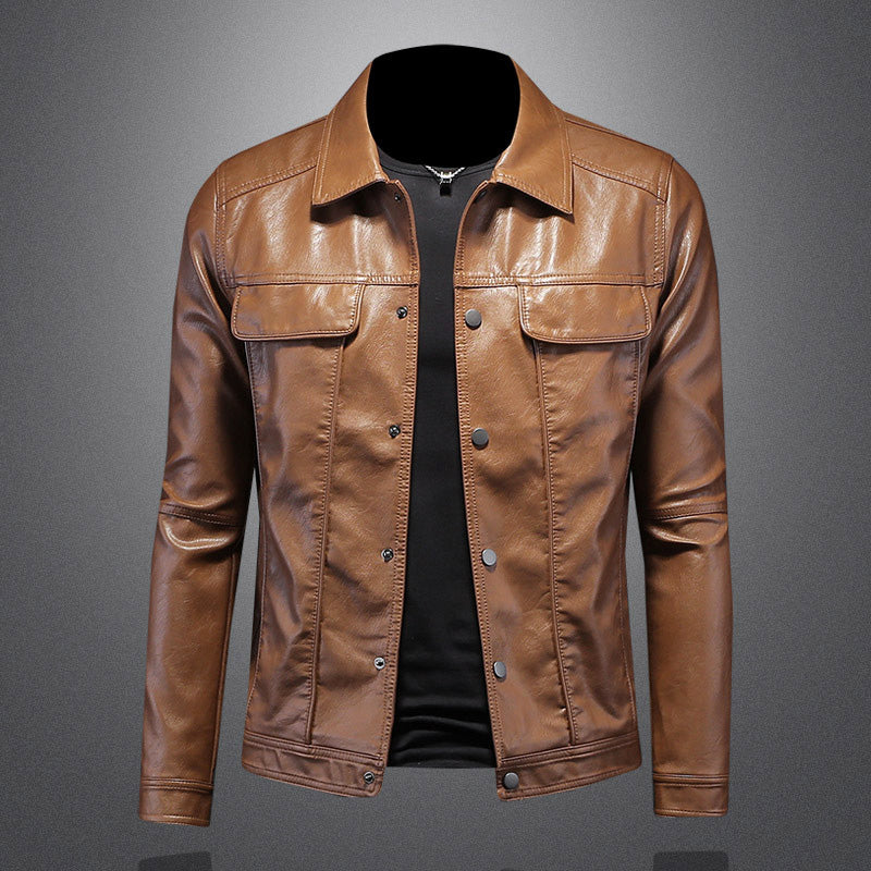 Streetwave Leather Jacket For Modern Urban Men Classic Biker Style With Practical Chest Pockets