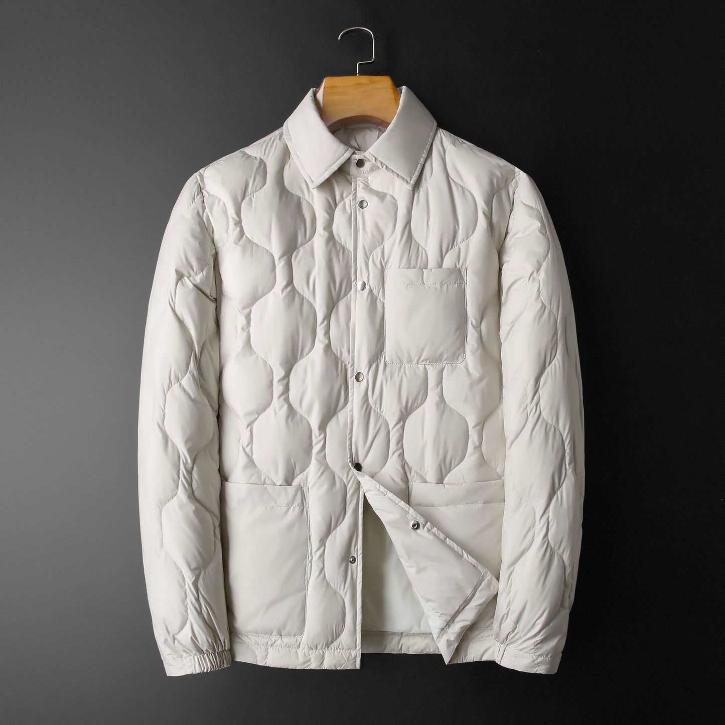 Street-Wave Parisian Wool Coat With Polo Collar For Men Elegant Warm Winter Outerwear
