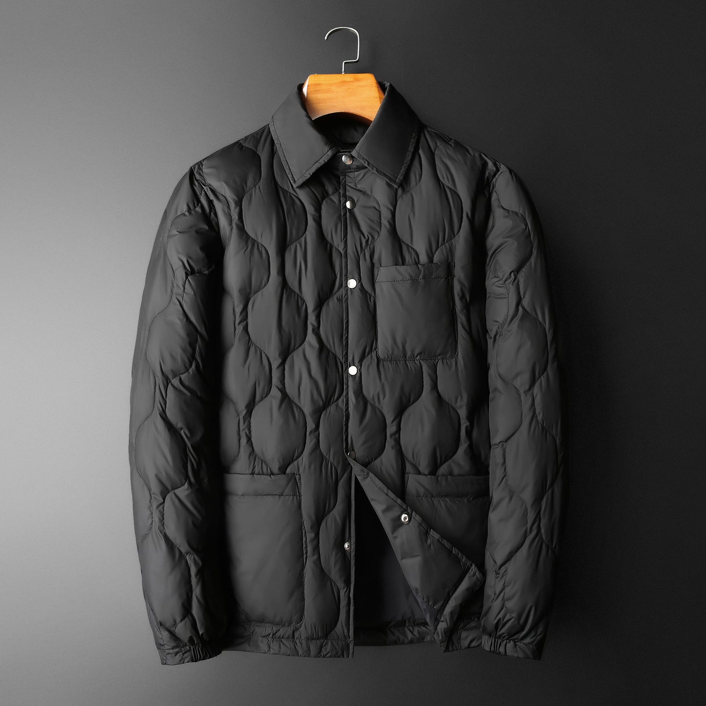 Street-Wave Parisian Wool Coat With Polo Collar For Men Elegant Warm Winter Outerwear