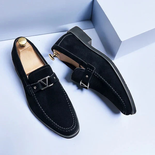 Orthopedic Men's Shoes By Street-Wave For Comfort And Elegance Velour Leather Buckle Loafers For The Modern Gentleman