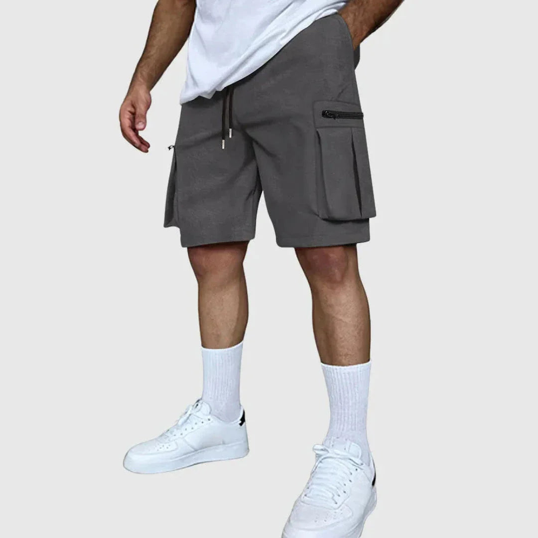 Dan Multi-Pocket Utility Cargo Shorts For Men Poly-Blend Field Shorts With Zip Cargo Pockets Rugged Outdoor Comfort