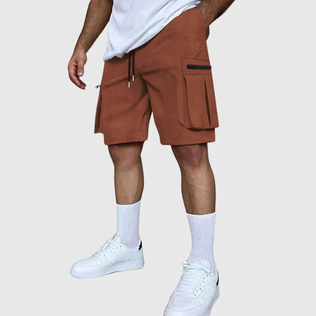 Dan Multi-Pocket Utility Cargo Shorts For Men Poly-Blend Field Shorts With Zip Cargo Pockets Rugged Outdoor Comfort