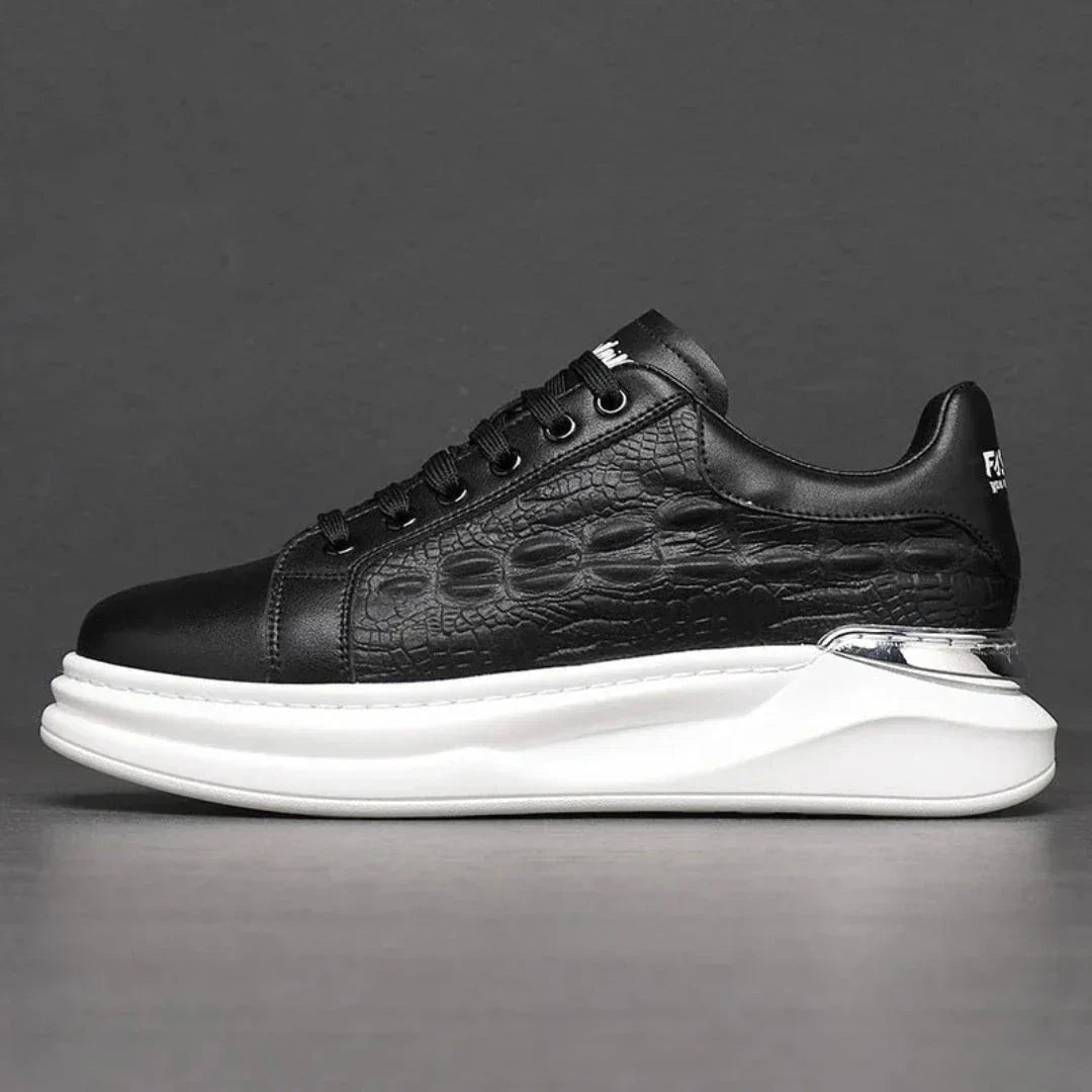 Croc Embossed Leather Sneakers Waylynn Dante Cushioned Men