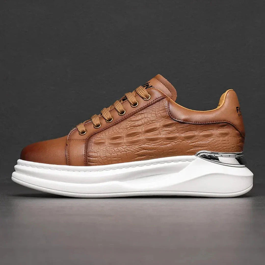 Croc Embossed Leather Sneakers Waylynn Dante Cushioned Men