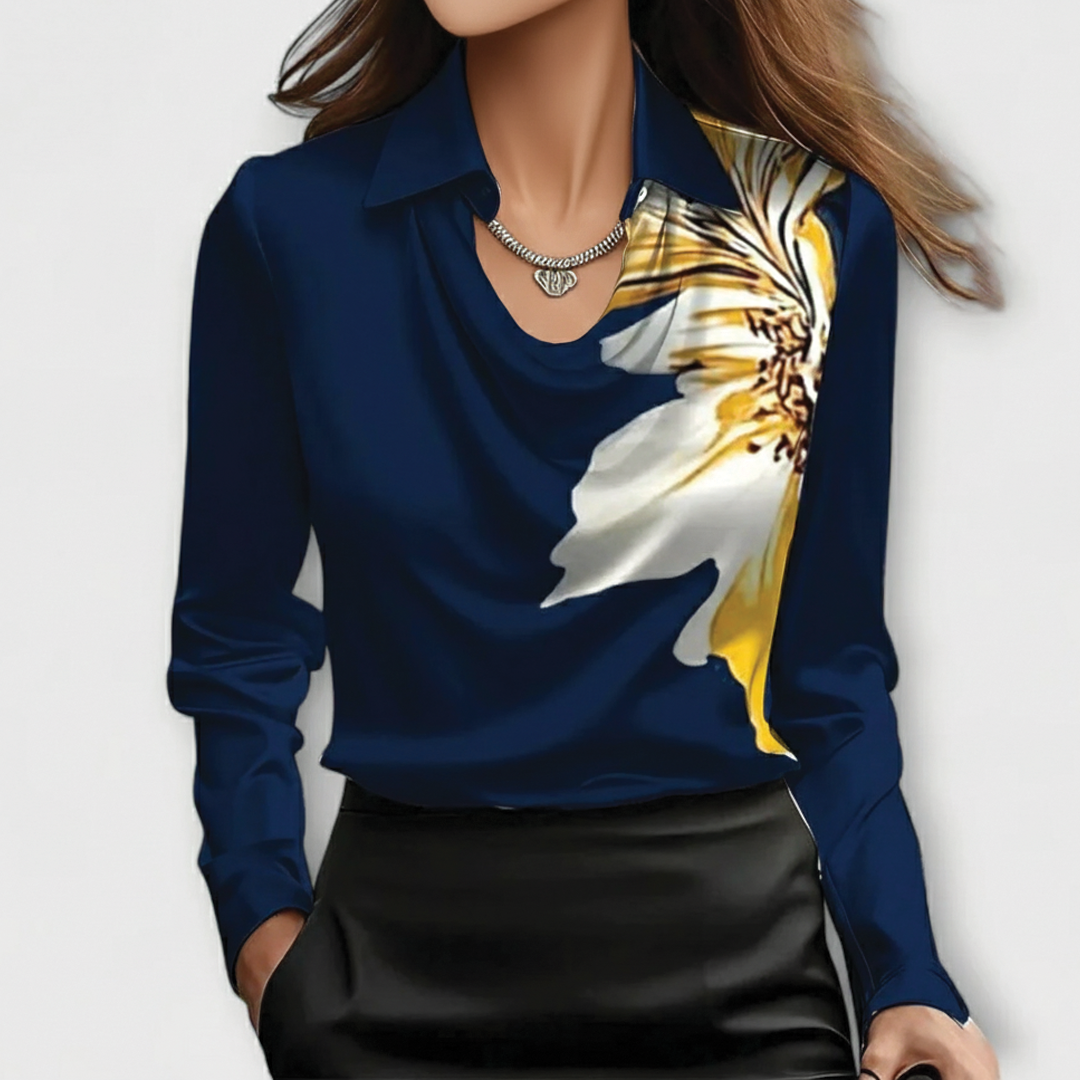 Scarlett Satin Blouse By Street-Wave For Women Draped Cowl Neck Lux Shine