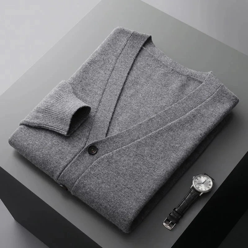 David Classic V-Neck Wool Cardigan