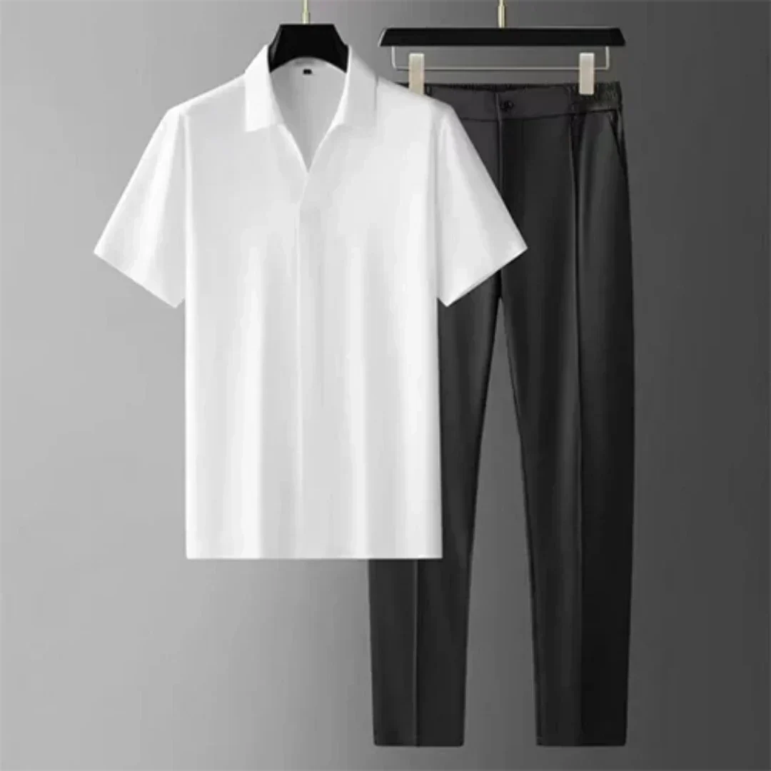 Streetwave Mens Two Piece Suit Set Shirt And Trousers Classic Design For Office Elegance And All Day Comfort