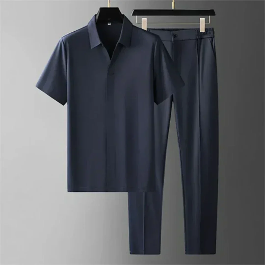 Streetwave Mens Two Piece Suit Set Shirt And Trousers Classic Design For Office Elegance And All Day Comfort