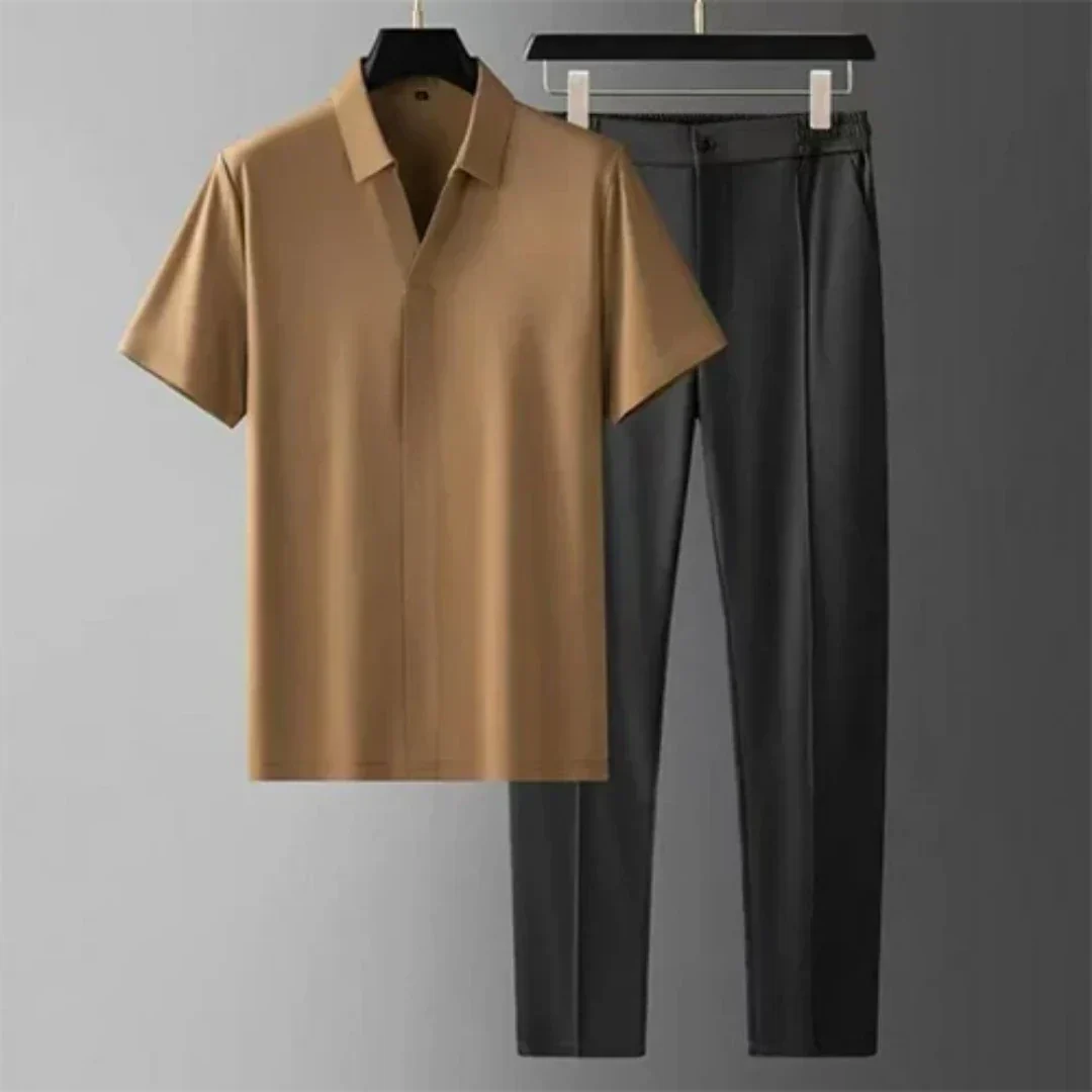 Streetwave Mens Two Piece Suit Set Shirt And Trousers Classic Design For Office Elegance And All Day Comfort