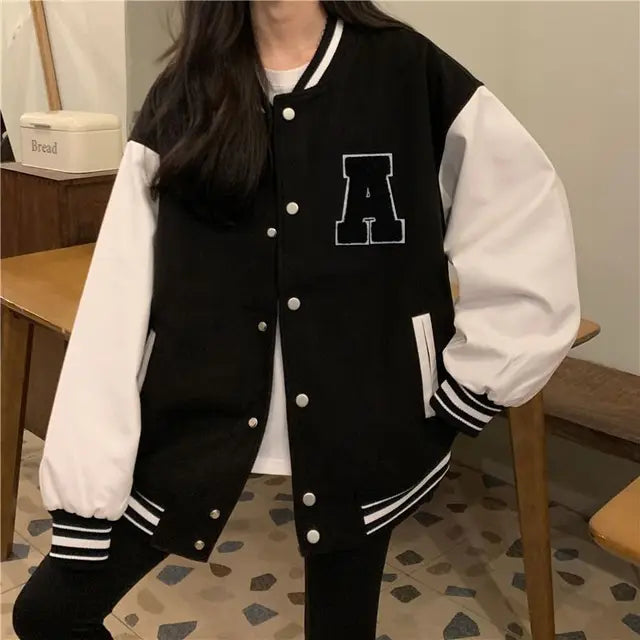 Avelena Korean Style Womens Baseball Jacket Oversized Streetwear For Trendsetting Women